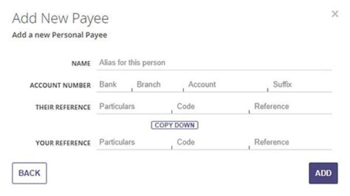 How do I set up a payee for online banking?