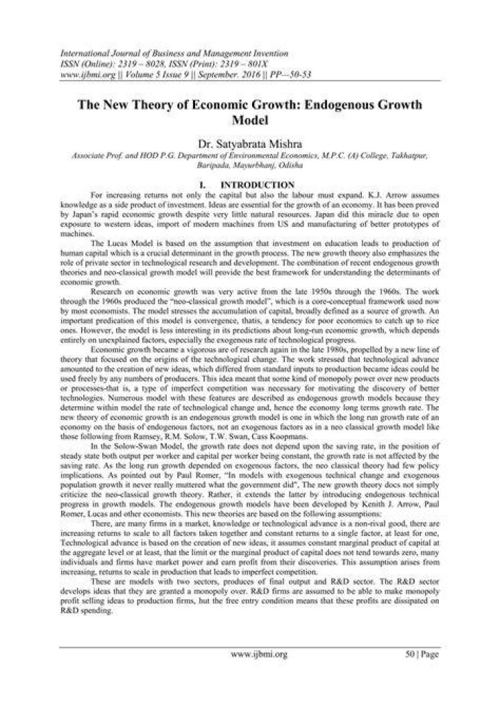 How does endogenous growth theory explain persistent growth?