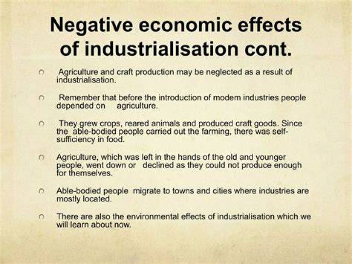 What are 4 negative effects of Industrialization?
