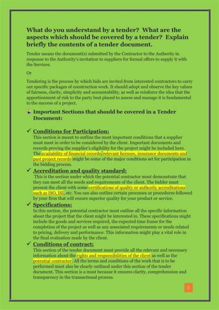 What is tender explain?