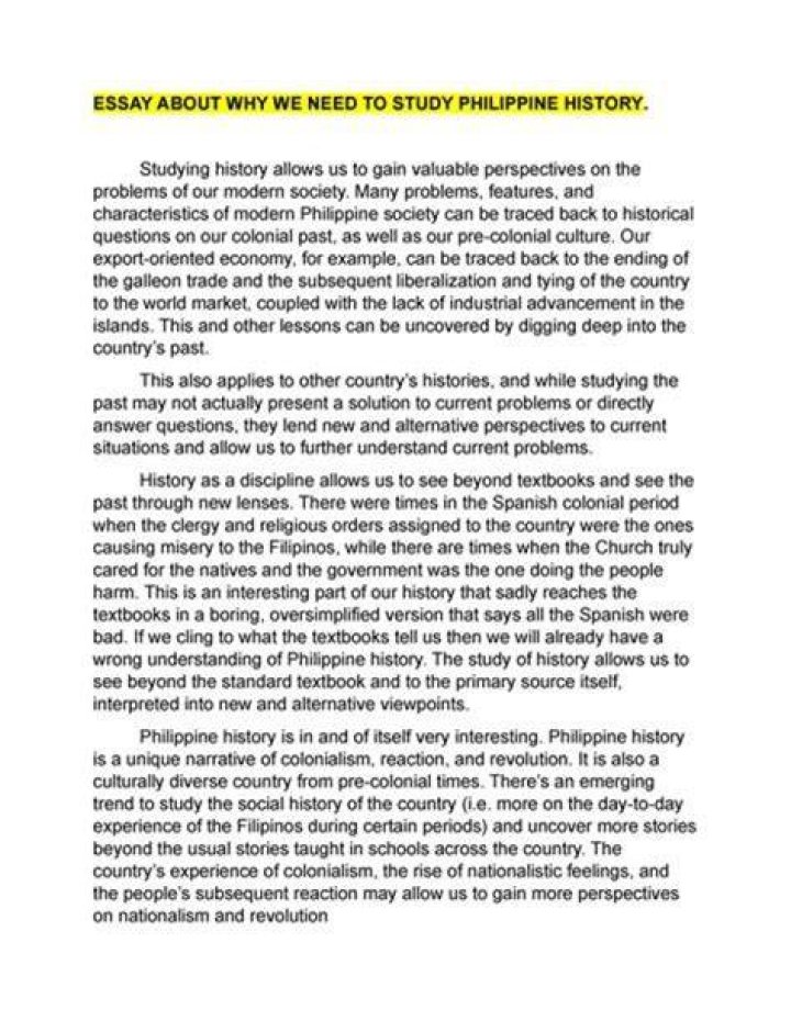 Why do we need to know our Philippine history?